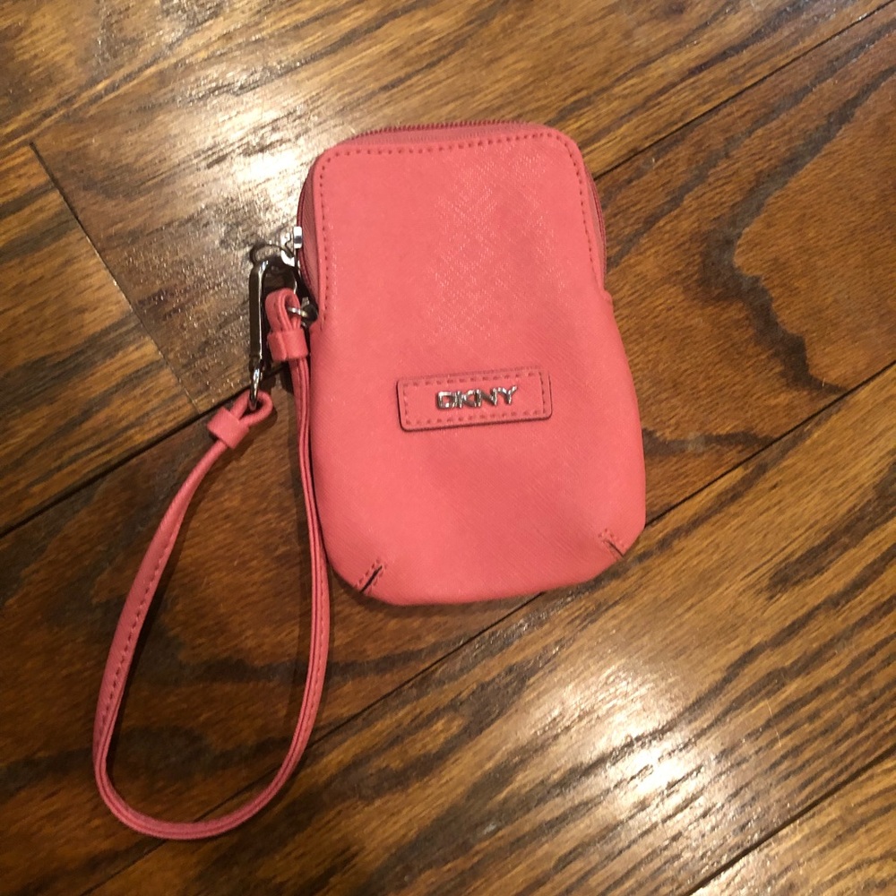 Small pink DKNY phone wallet/ wristlet